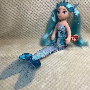 Ty Large Sea Sequins Indigo Plush Blue Mermaid Doll Stuffed Toy with Tags